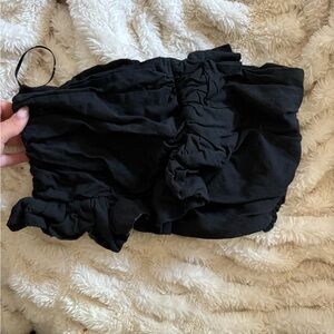 Day + Moon Black Ruffle Crop Top- Size Small